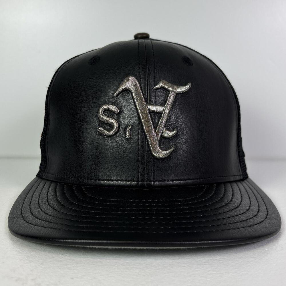 Hat Club Oakland Athletics Vultures Black Leather Mesh Fitted Hat Size 7 1/4